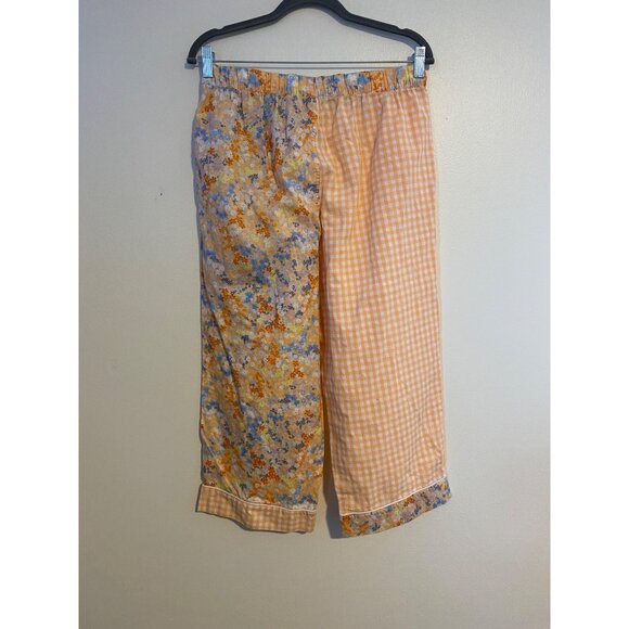 Joyspun Pajama Set M Floral & Checkered Short Sleeve Top & Capris Loungewear - Picture 11 of 14